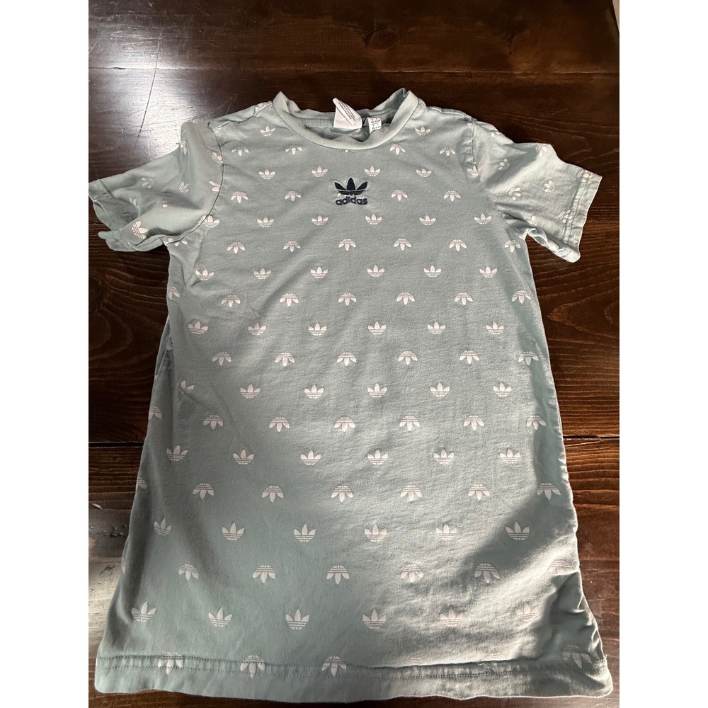 Adidas Originals Kids Mint Green Trefoil All Over Print T-Shirt Size M 11-12Y